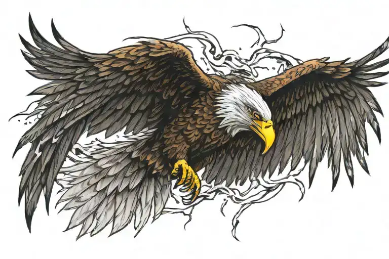 One Eagle Wing With Lightning Bolts