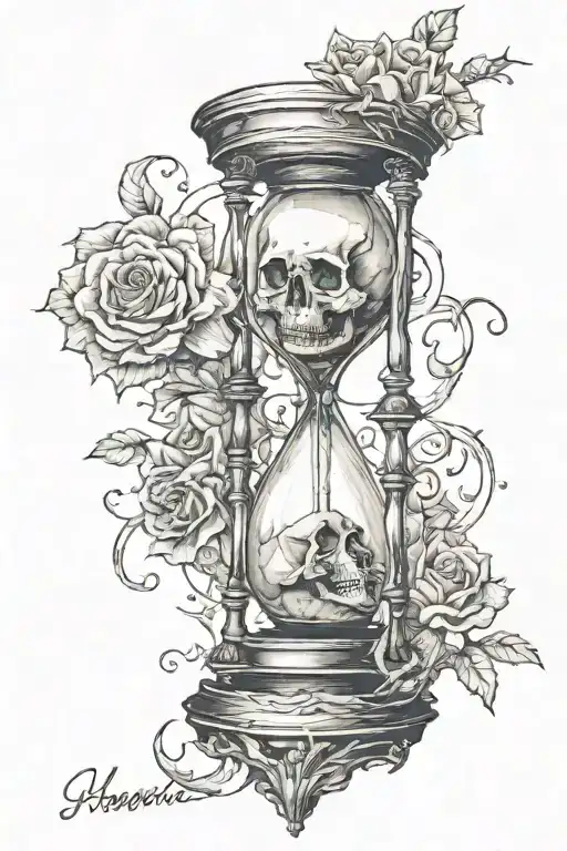 Hourglass With Death's Reflection