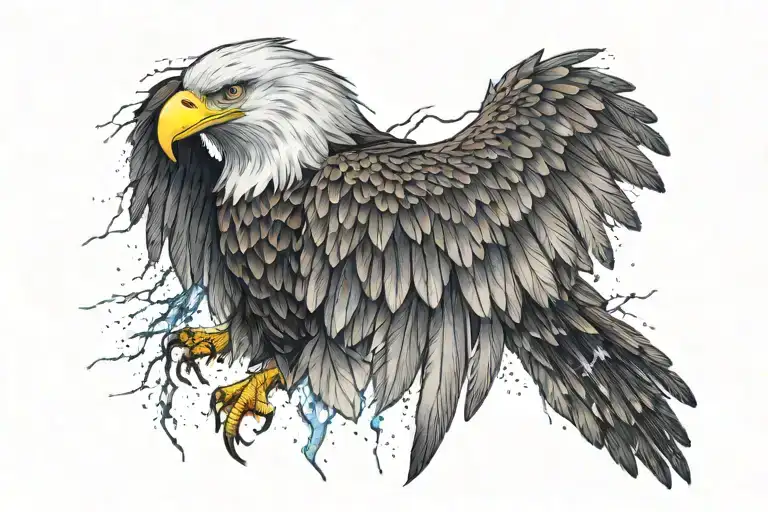 Back Side Of An Eagle Wing With Lightning