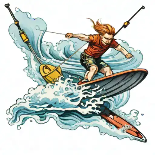 Water Ski Boat Floating Boy Redhead