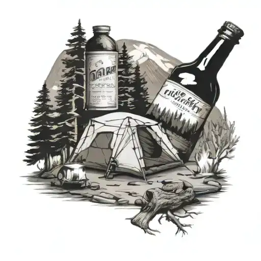 Simple Camping And A Bottle Of Whiskey