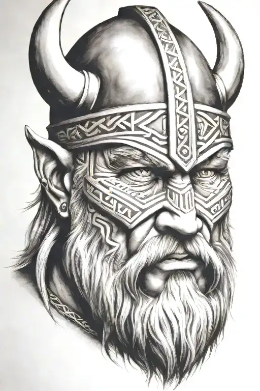 Viking Face Tilted To Little Left Side