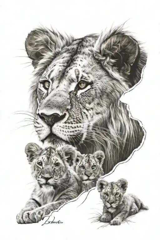 Lion And Cub Faces