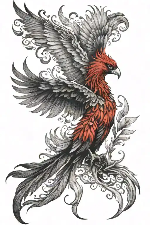 Red And Black Realistic Pheonix Rising