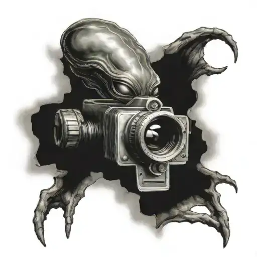 Alien With The Face As A Shutter Lens Of A Super 8 Camera