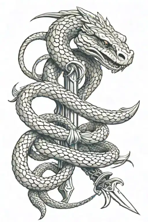 Sword And Snake Intertwined