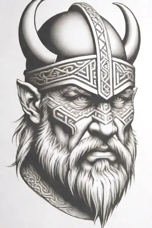 Viking Face Tilted To Little Left Side