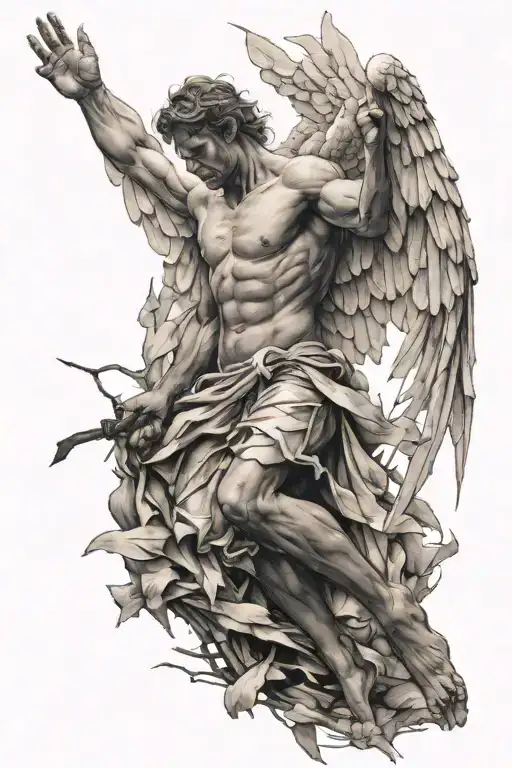Angel Falling With A Broken And Scars All Over Him