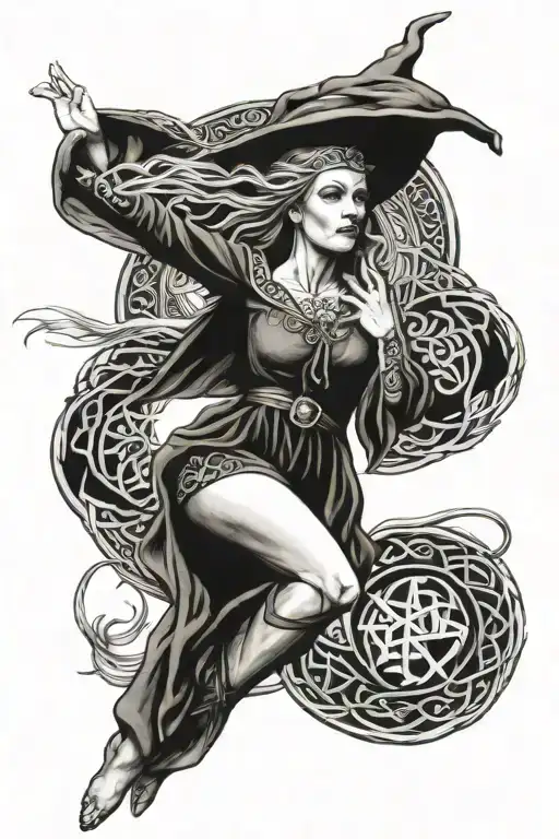 Celtic Witch Flying