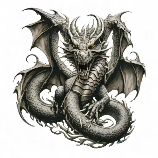 Dragon With 2 Boy Siloet ' Igy6' Symbol