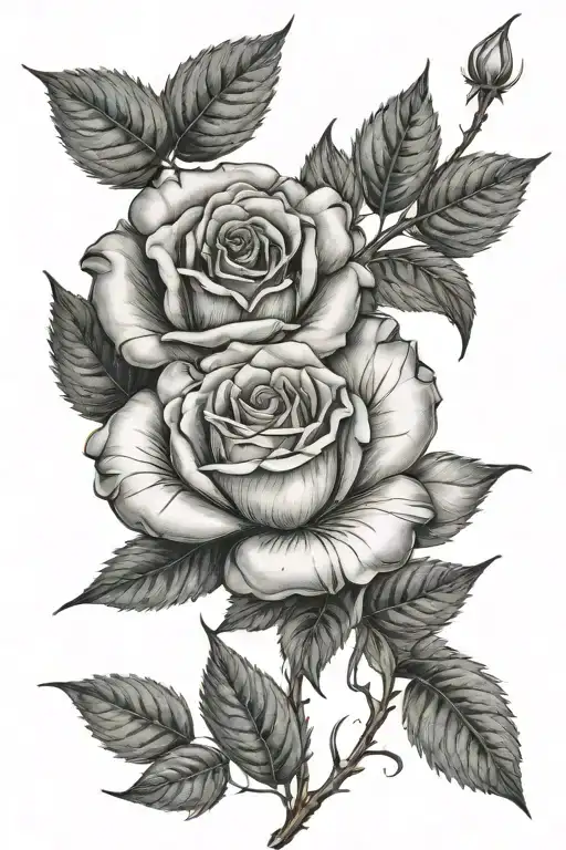 Rose With Lotis Flower Blooming