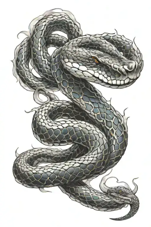 Intricate Fire And Ice Tattoo Design Of A Magnificent Snake