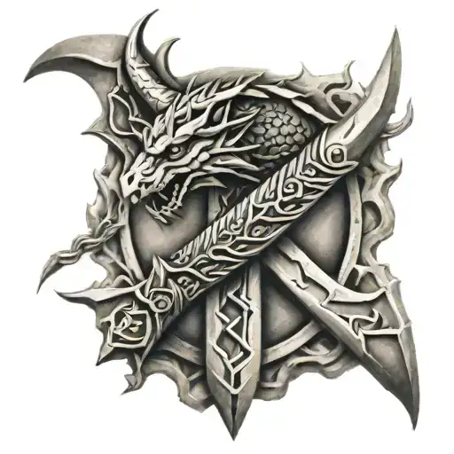 Dragon Scandinavian Runes Thor's Hammer Vikings Wigvisir