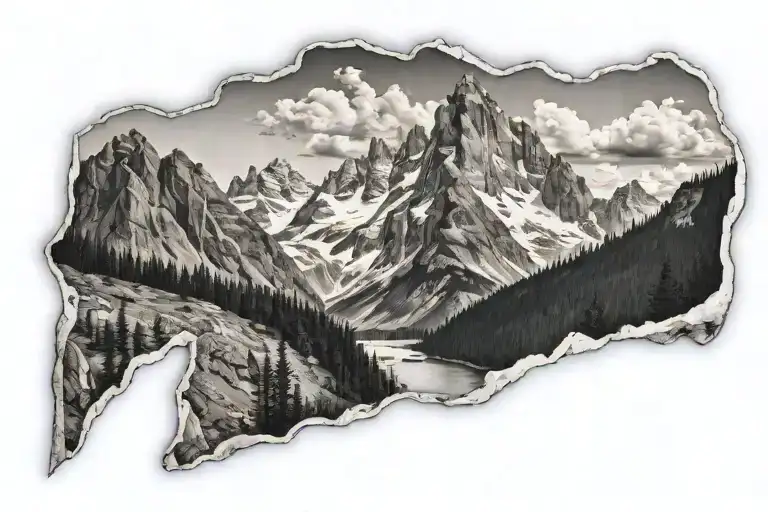 Mountain Range With A Hidden Silhouette