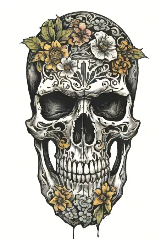 Punisher Skull And Wild Flowers