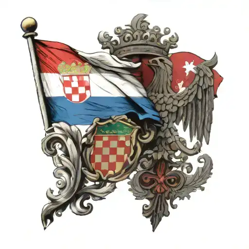 Croatian Flag And Mexican Flag Together