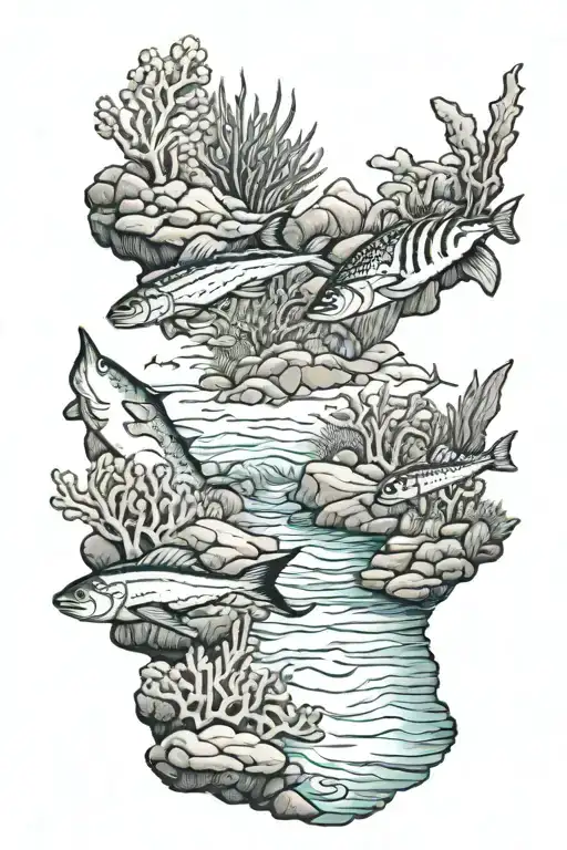 Reef Saltwater Ocean With Shoreline