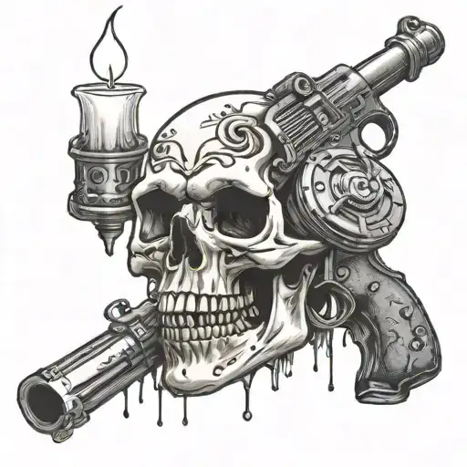 Skull Gun Candle