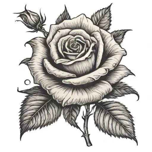 Rose Stem Tattoo With The Letter C M