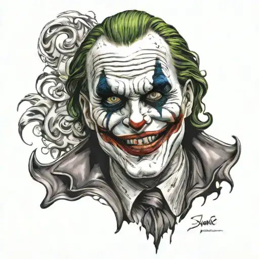 Full Back Tattoo Joker Face With Body