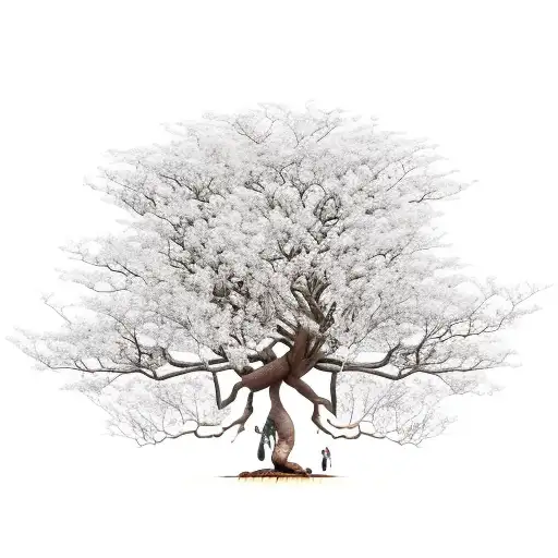 Brazilian Florianpolis Fig Tree With Large Exposed Roots And Long Branches With Lots Of Foliage