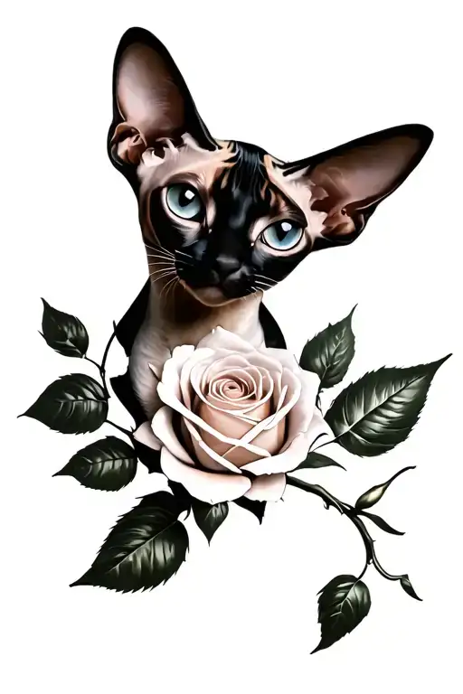 Sphinx Cat Rose In Chikano Style