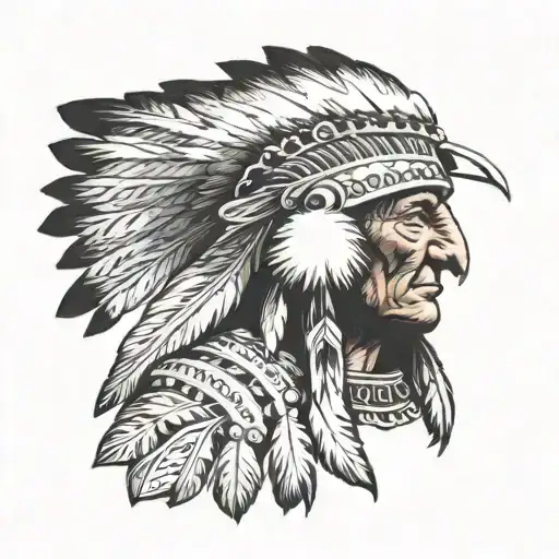 American Indian Head With Eagle