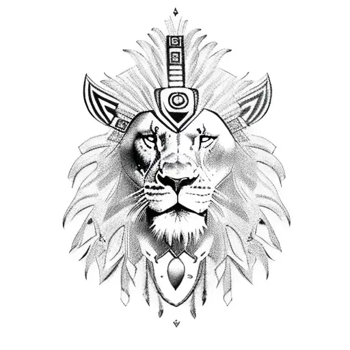 Aztec Warrior With Lion Hat