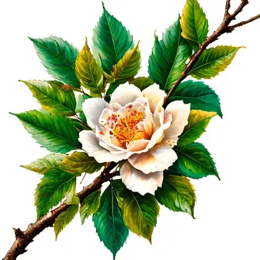 Branch Tattoo Realistic Color