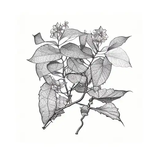 Bougainvillea Blooming Vine Intertwined With African Water Reed