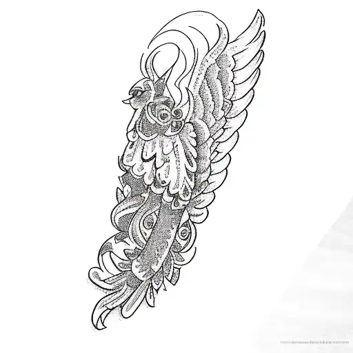 A Black And White Tattoo Of An Angel