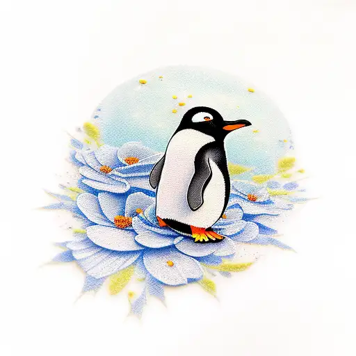 Penguin With Flowers