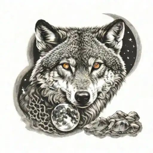 Wolf Owling Moon And 5 Craters On It