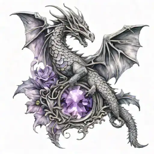Dragon Protecting Amethyst Stone Surrounded