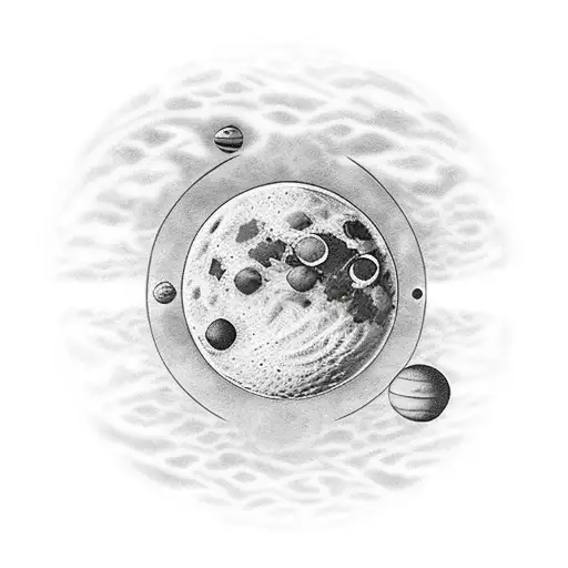 Moon With Solar System