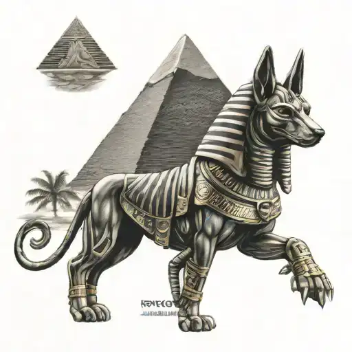 King Tut Anubis And Egyptian Pyramid