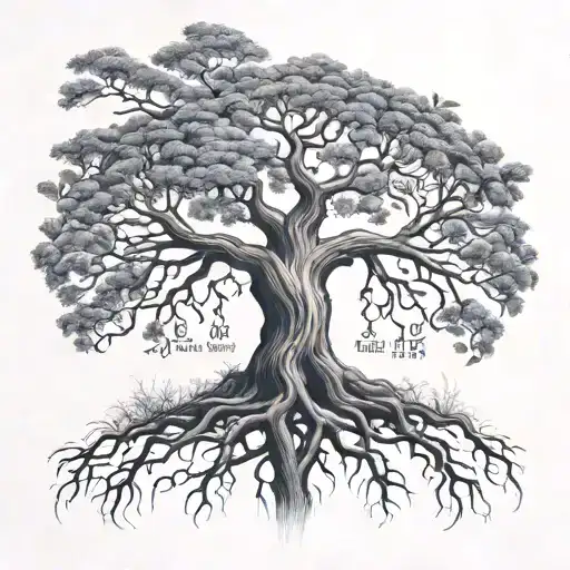 Tree Of Life With Hebrew Names On The Tree