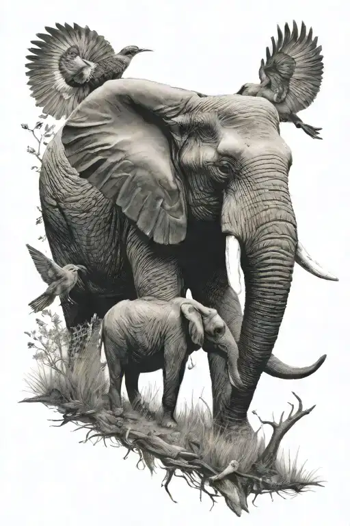 Elephant Bear Birds Moose