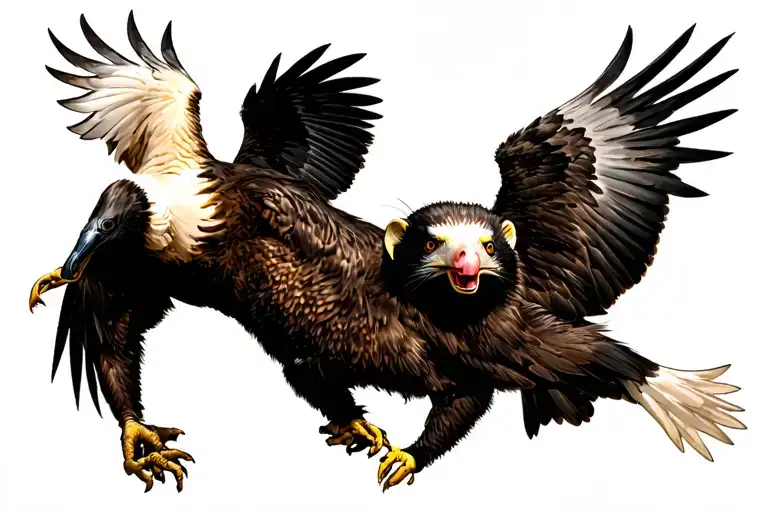 A Possum Attacking A Eagle