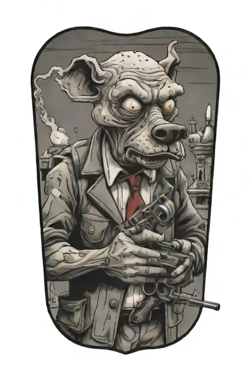 Courage The Cowardly Dog Smoking Joint While Holding Arp Gun