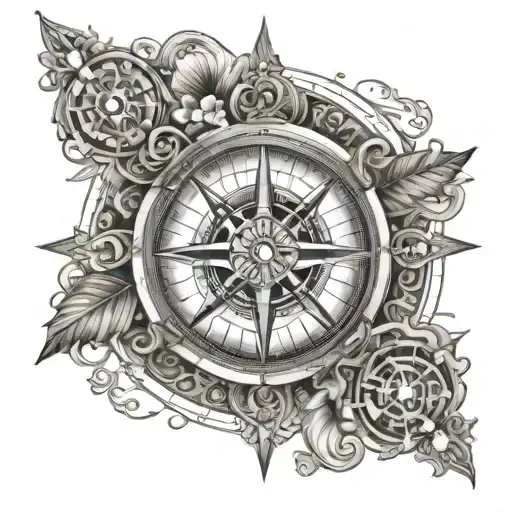 A Compass Rose With Hindu Deity Figures Guiding The Way To Different Travel Destinations