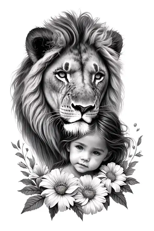 Lione And Her Daughter With Flowers Inside