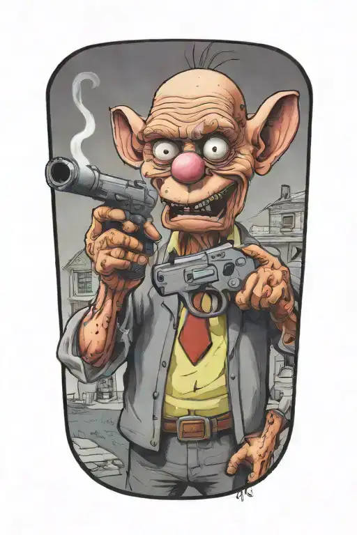 Courage The Cowardly Dog Smoking Joint While Holding Arp Gun
