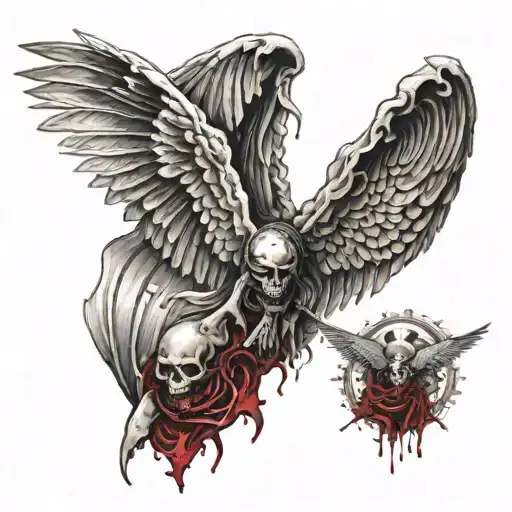 Death Angel With Cool Wings With Blood Color