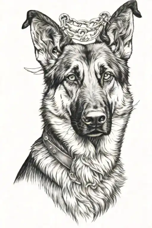 German Shepherd With Both Ears Hanging Down