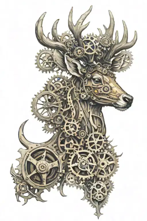 Deer Made Of Steampunk Gears