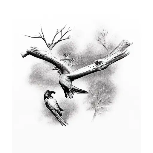 2 Ravens In A Tree Branch