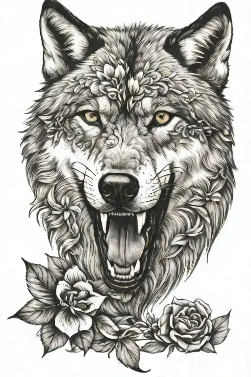 Wolf With Flower In Mouth