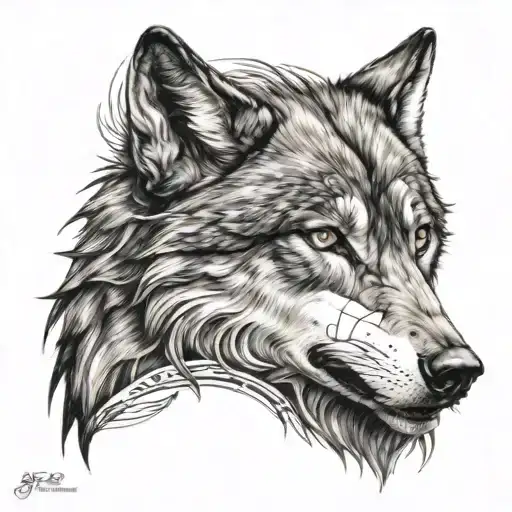 Wolf Face Tattoo Design Combining Elements