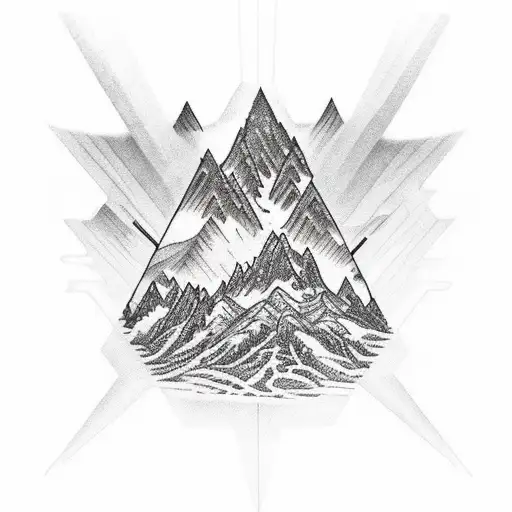 An Intricate Mountain Range With A Divine Halo Above